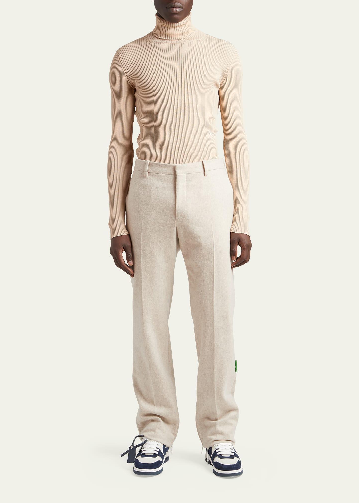 Mens Wool Slim-Straight Trousers Product Image