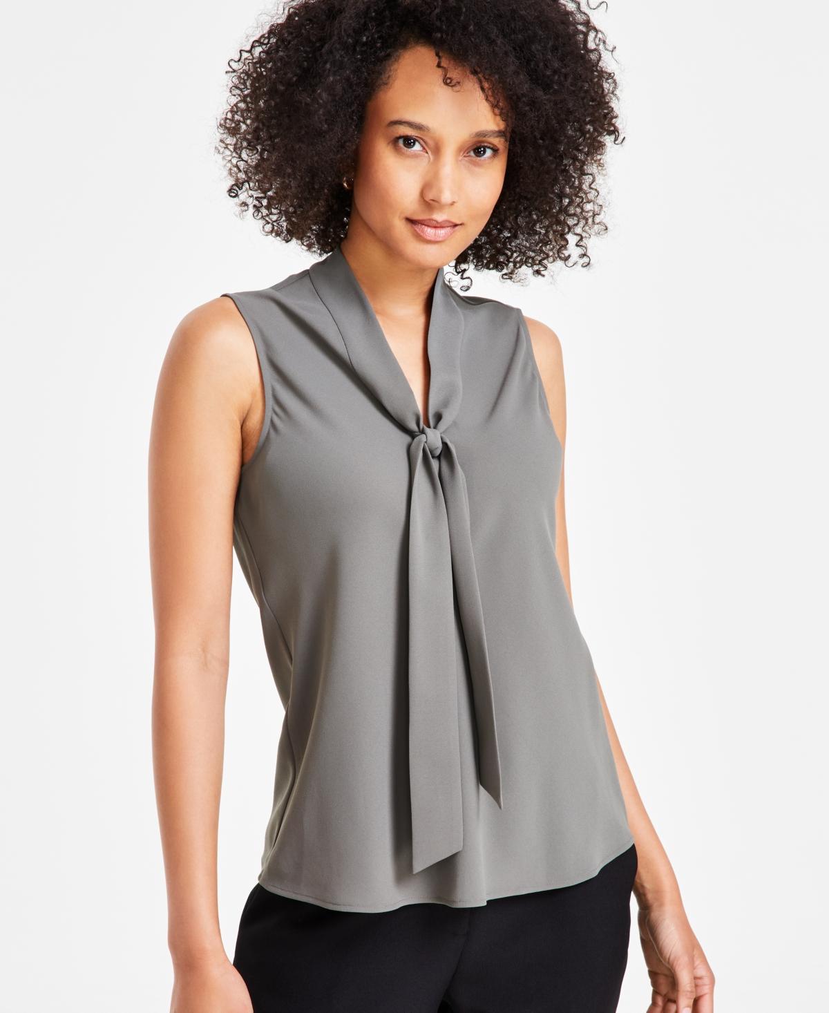 Kasper Sleeveless V-Neck Tie Front Sash Blouse Product Image