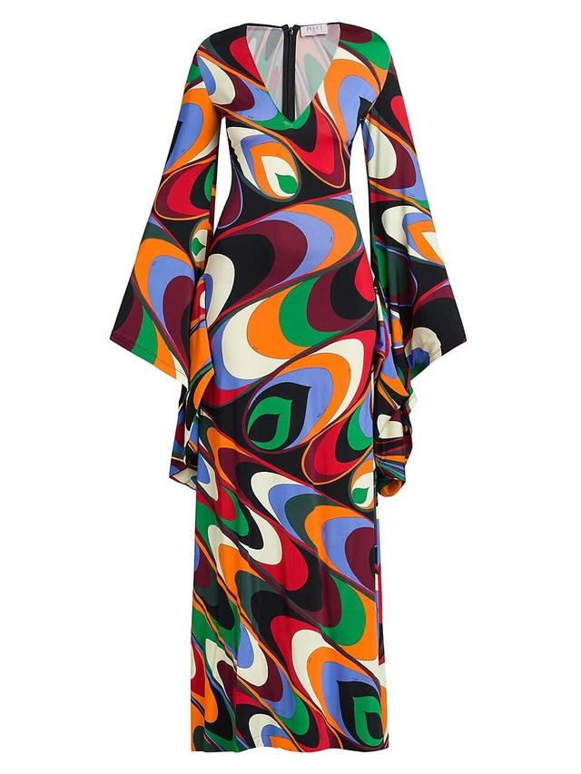 Womens Printed Bell-Sleeve Gown Product Image