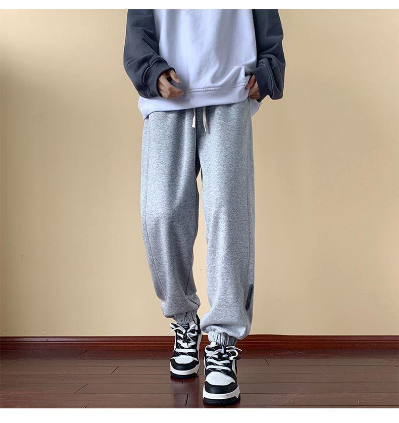 Drawstring Waist Plain Cropped Harem Sweatpants Product Image