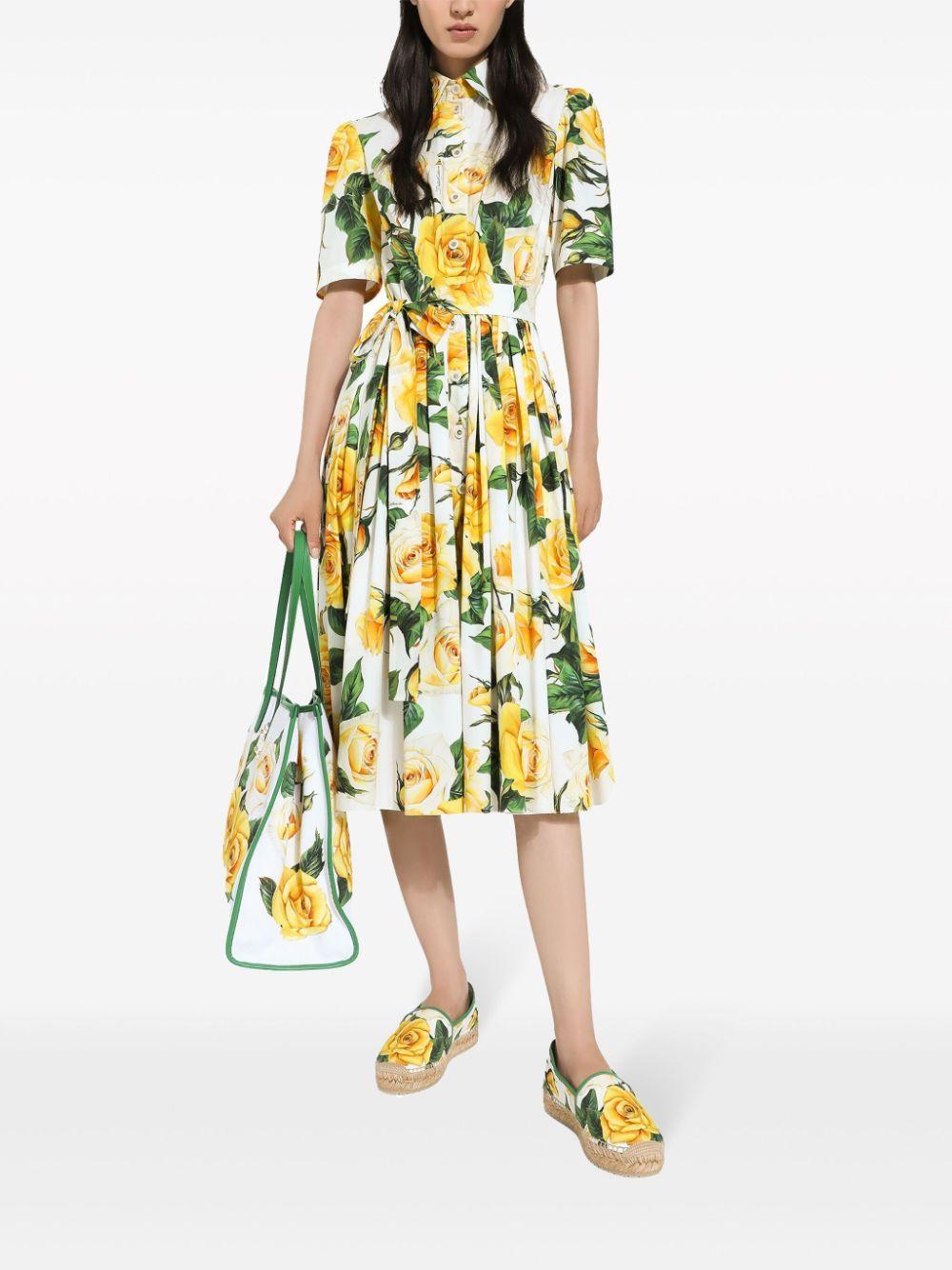 rose-print cotton midi-dress Product Image