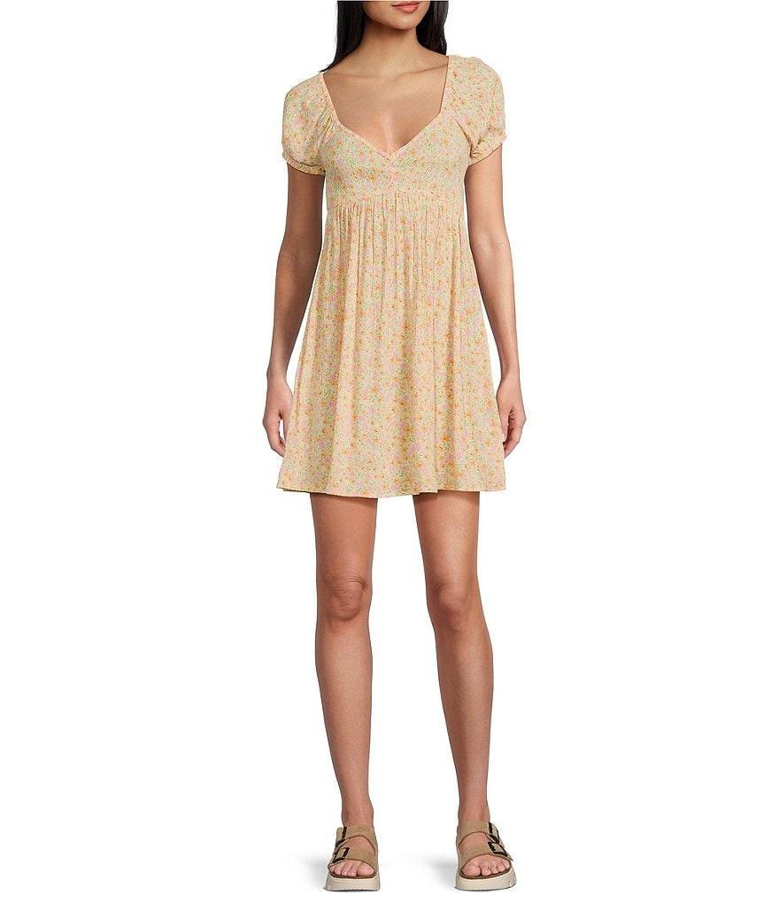 Billabong Heart Song Printed Puff Sleeve Mini Dress Product Image