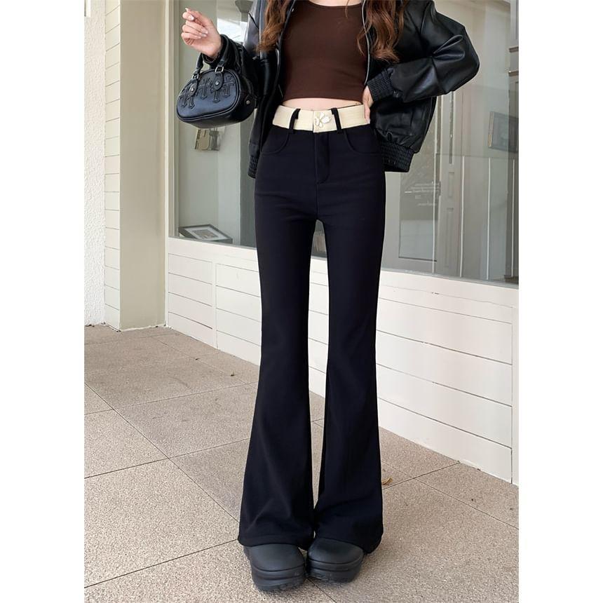 High Rise Two Tone Flared Pants Product Image