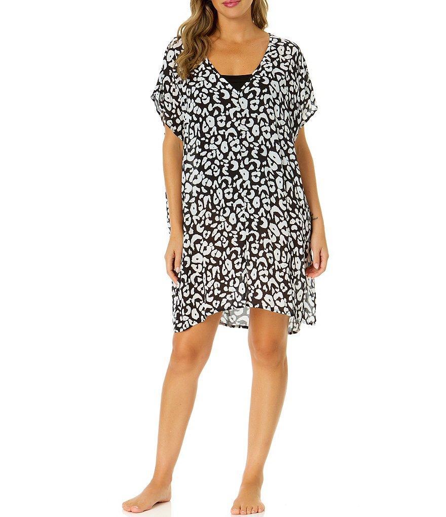 Anne Cole Wild Cat Easy Animal Print Swim Cover-Up Tunic Product Image