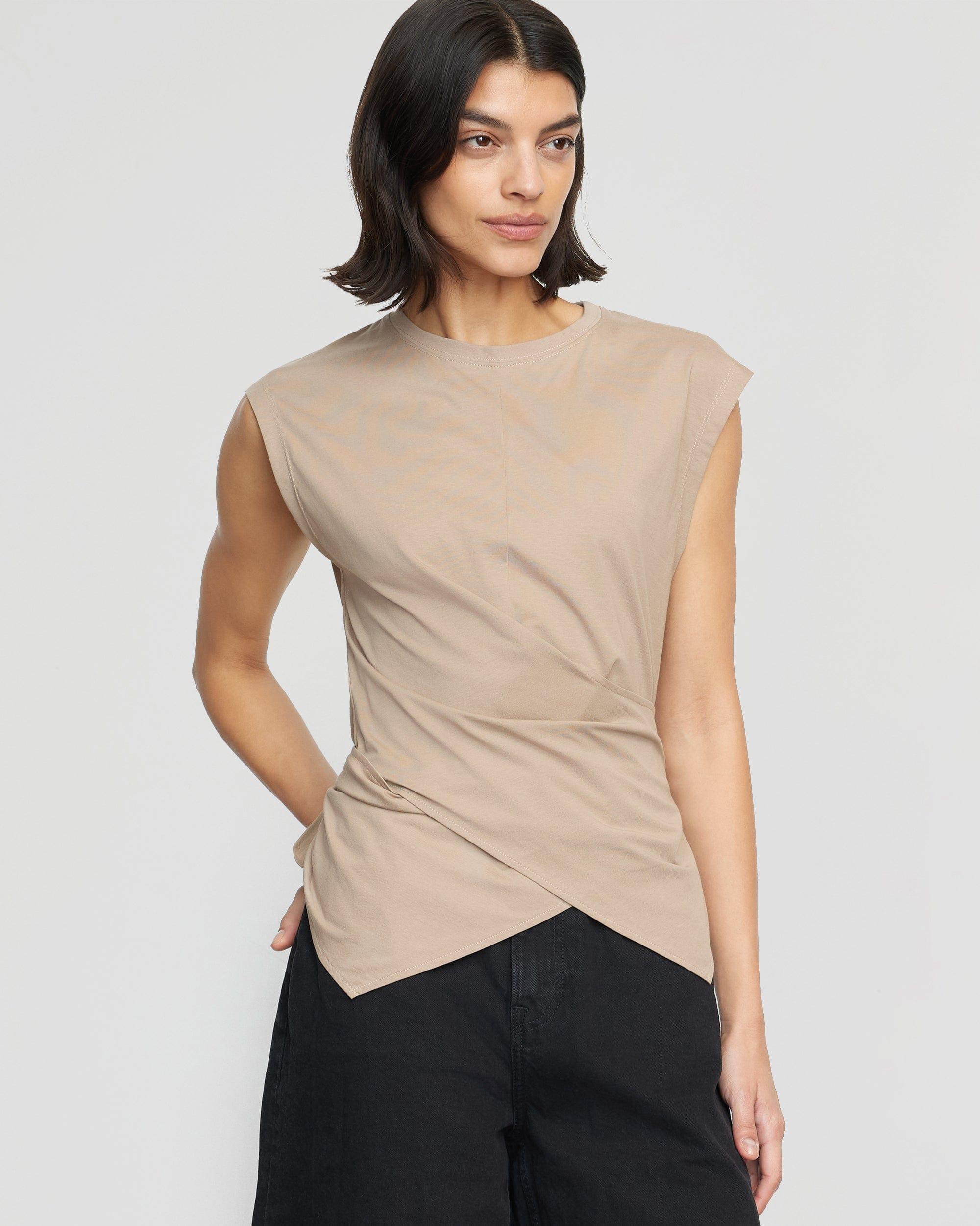 Janae Sleeveless Wrap Jersey Tee Product Image