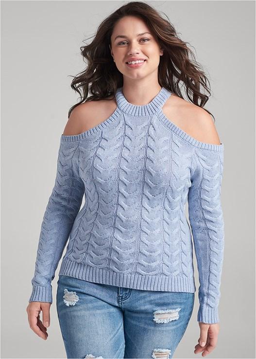 Halter Ribbed Sweater Product Image