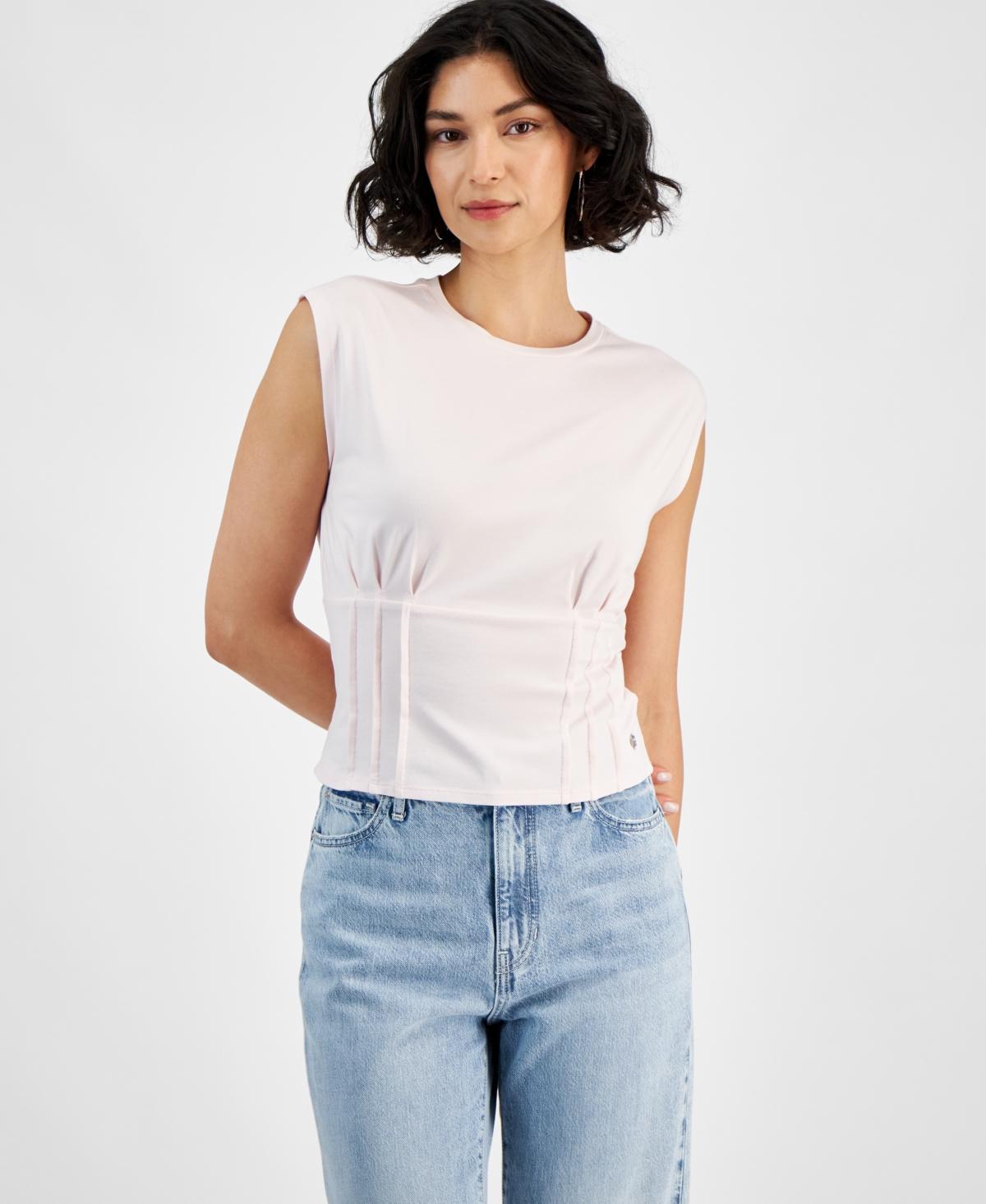 GUESS Karmen Corset Detail Organic Cotton Blend T-Shirt Product Image