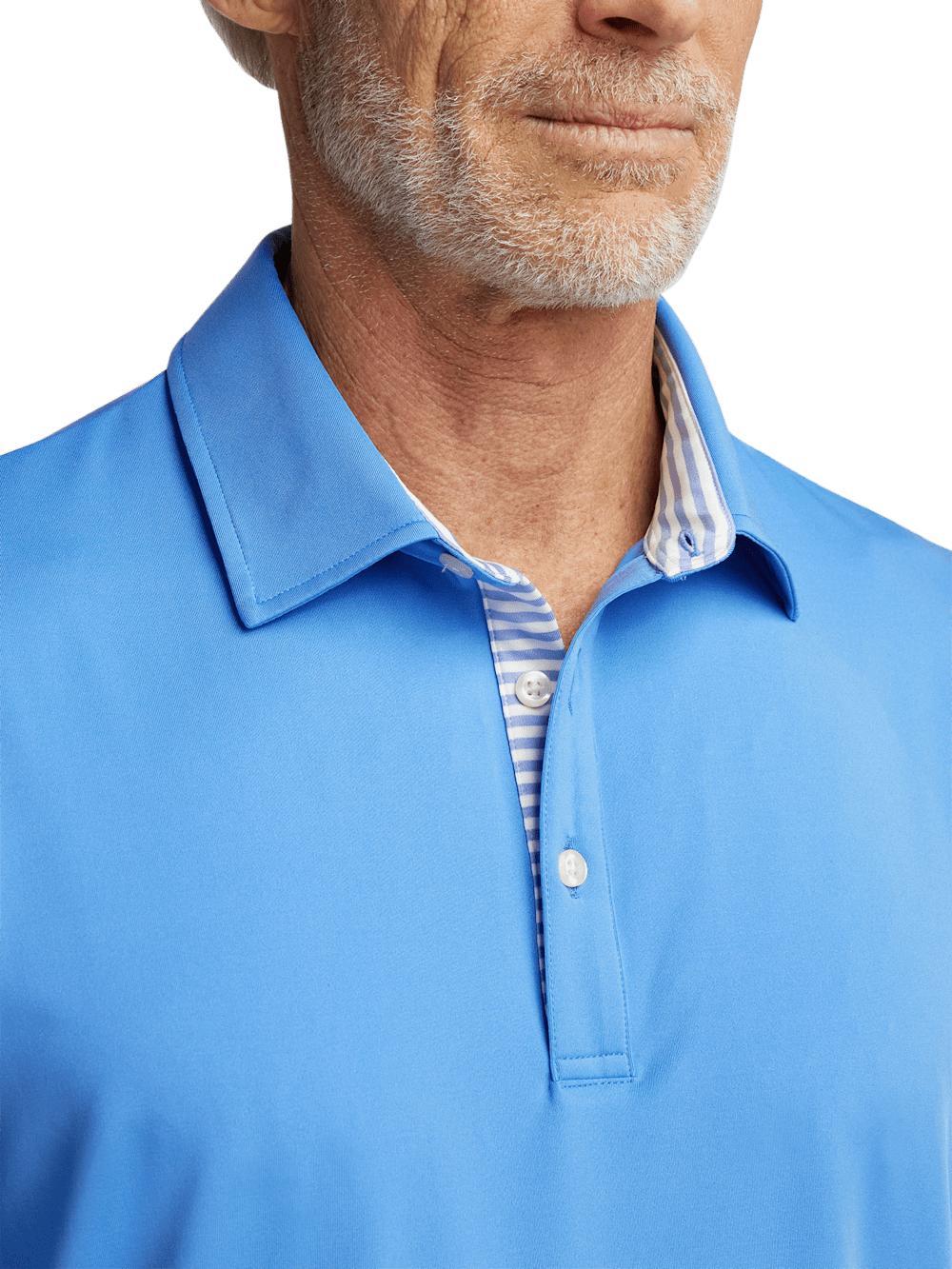 Performance Blend Three Button Polo - Blue Product Image