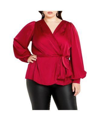 Plus Size V-neck Wrap Top Product Image