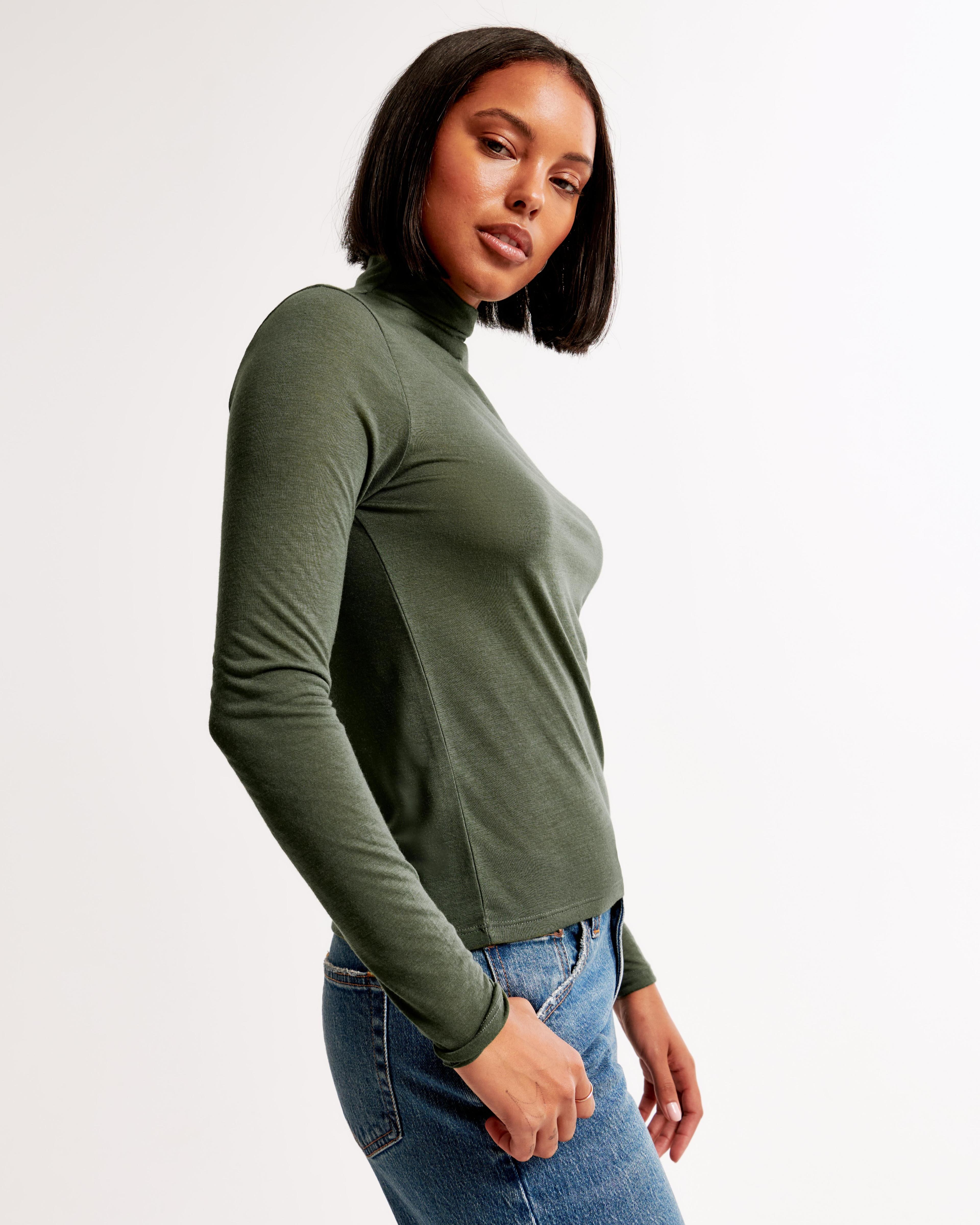 Long-Sleeve Grown-On Mockneck Top Product Image