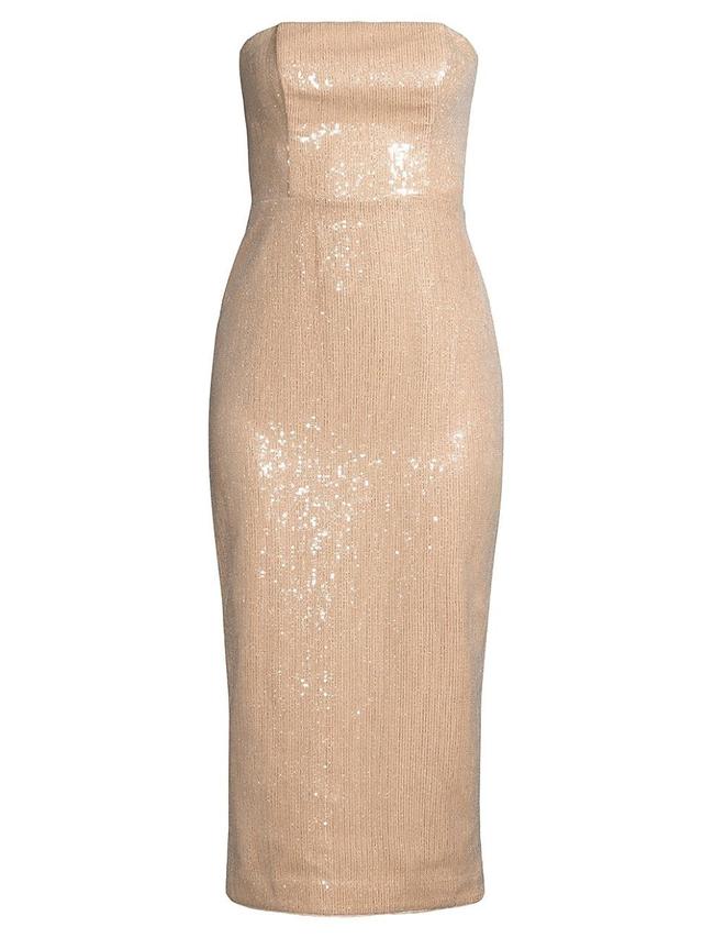 Kait Strapless Sequin Bodycon Midi Dress Product Image