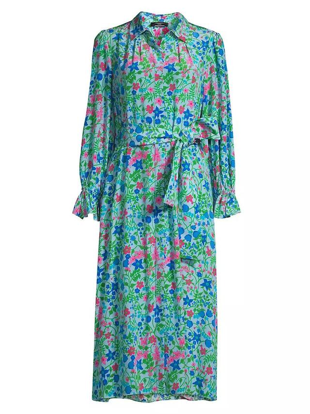 Ciad Floral Silk Midi-Shirtdress Product Image