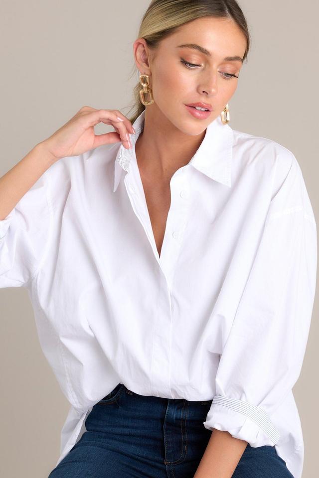 Chic Sophistication 100% Cotton White Button Front Top Product Image