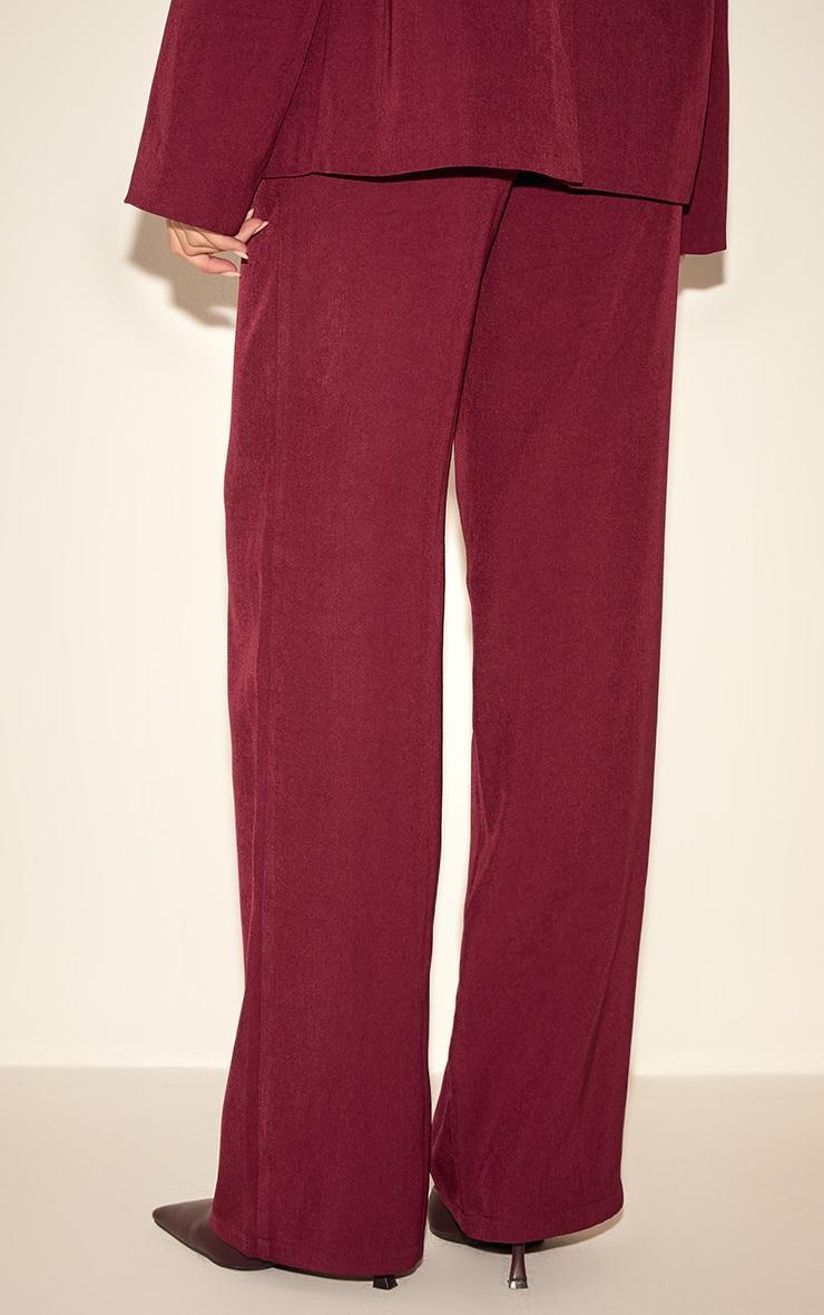  Burgundy Tailored Straight Leg Pants Product Image