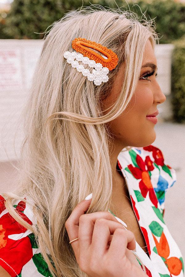 Divine Bliss Hair Clip Set In Orange Product Image