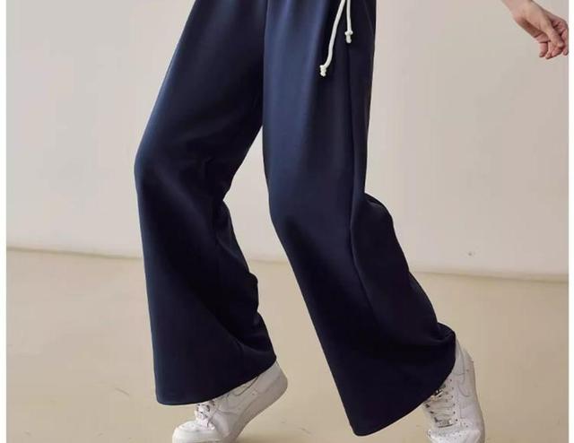 High Waist Plain Straight Leg Sweatpants Product Image