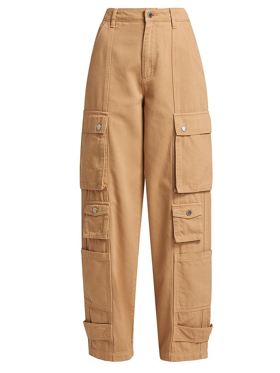 Womens Cotton Twill Wide-Leg Cargo Pants Product Image