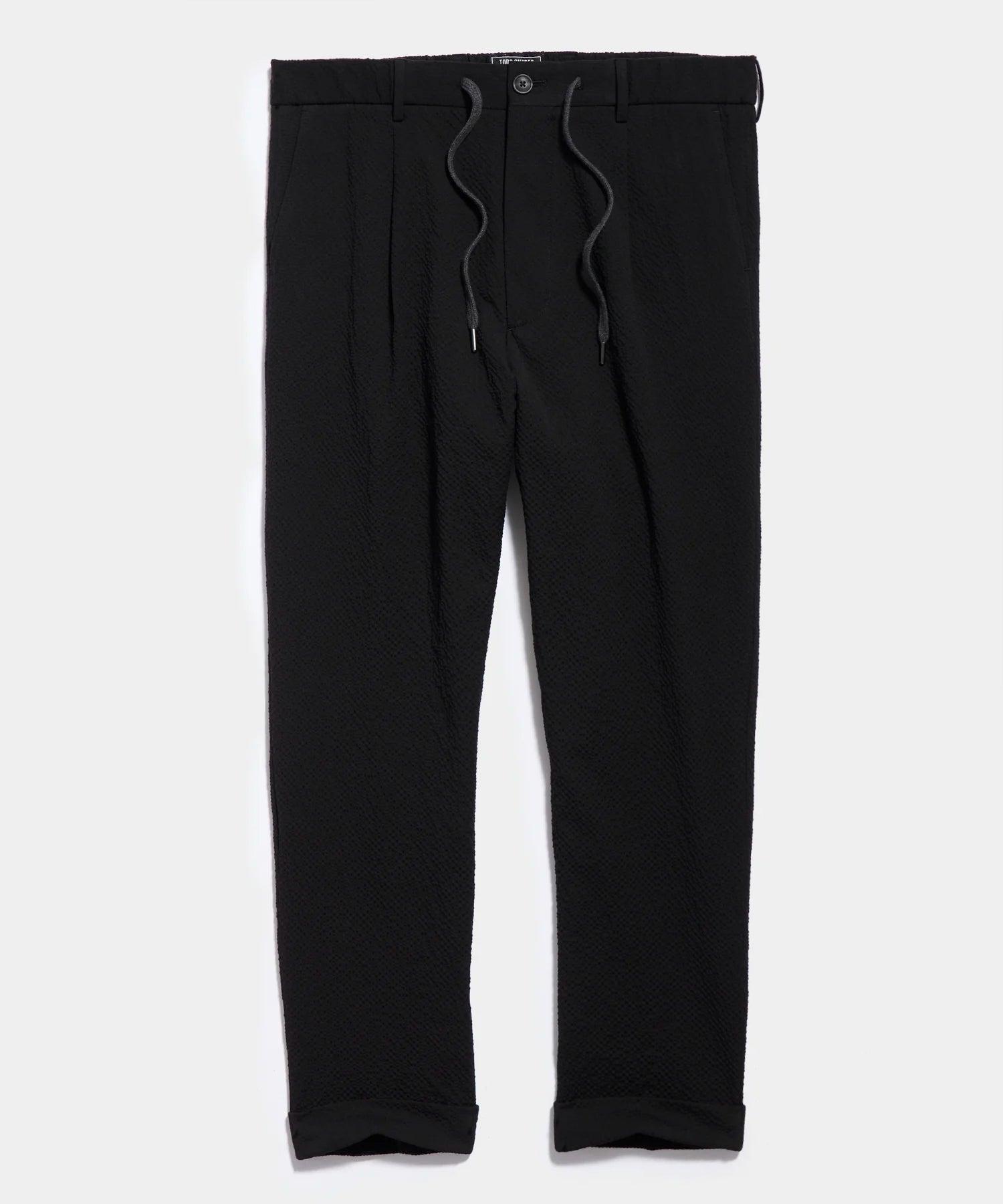 Seersucker Madison Drawstring Trouser in Black Product Image