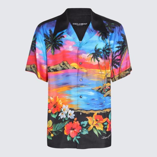 Silk Twill Shirt With Hawaiian Print In Multicolor Product Image