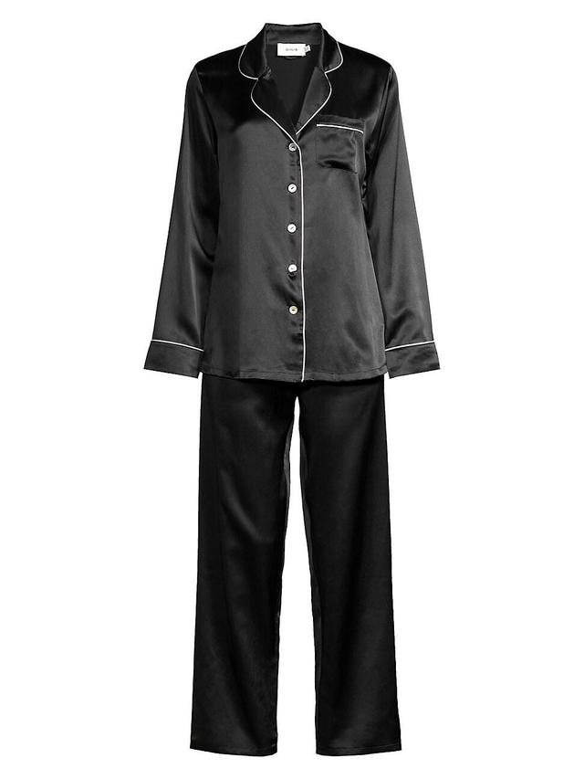 Womens Fine Finishes Silk 2-Piece Pajama Set Product Image