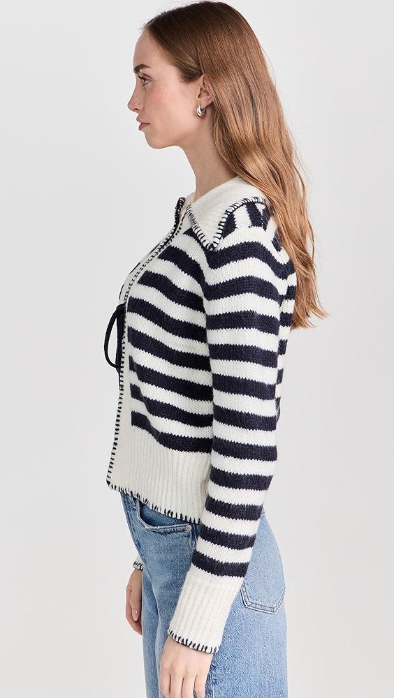 Moon River Tie Front Long Sleeve Sailor Knitted Cardigan | Shopbop Product Image