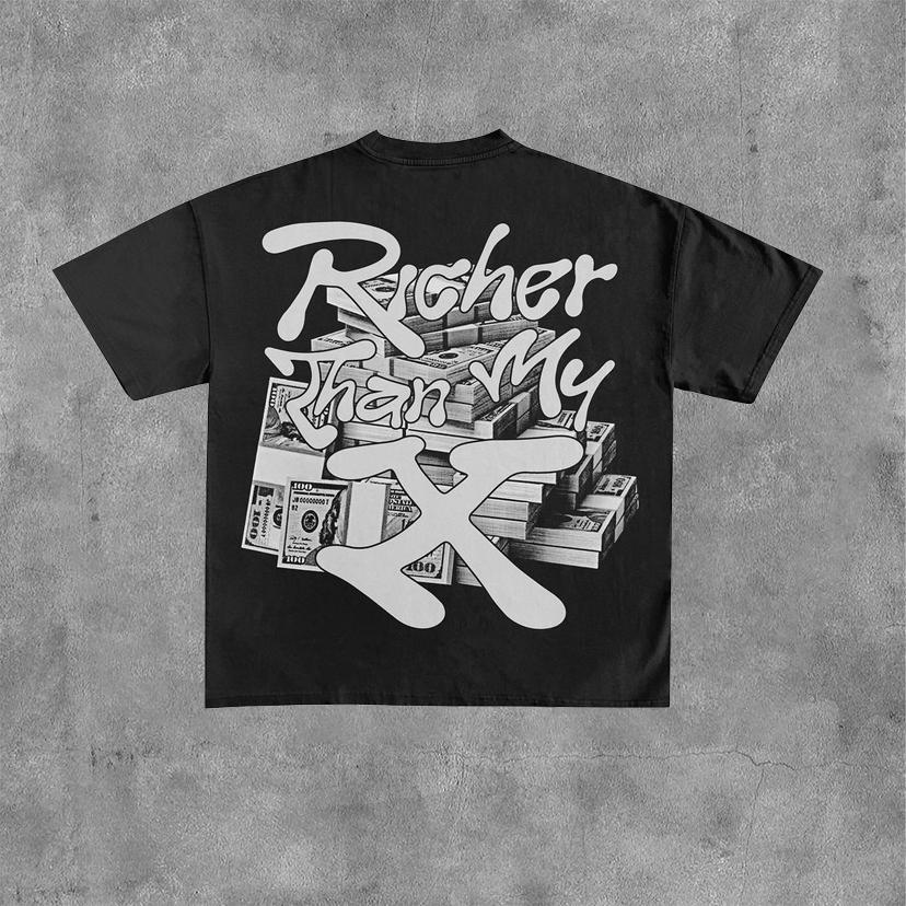 Vintage Richer Than My X Graphic Cotton T-Shirt Product Image