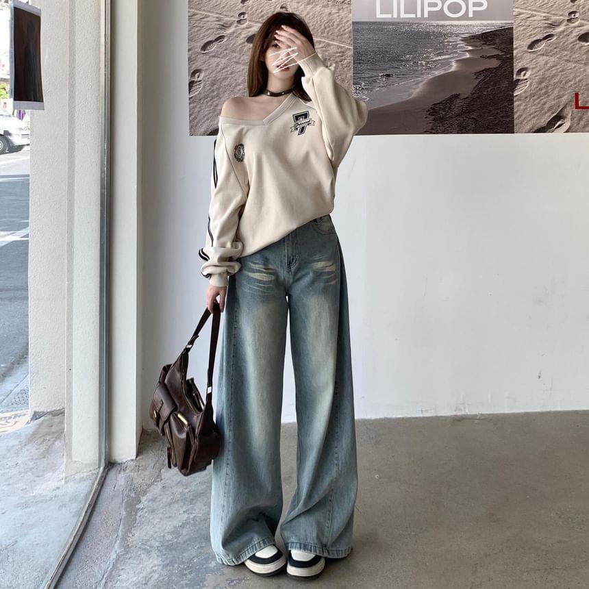 High Rise Washed Wide Leg Jeans product image