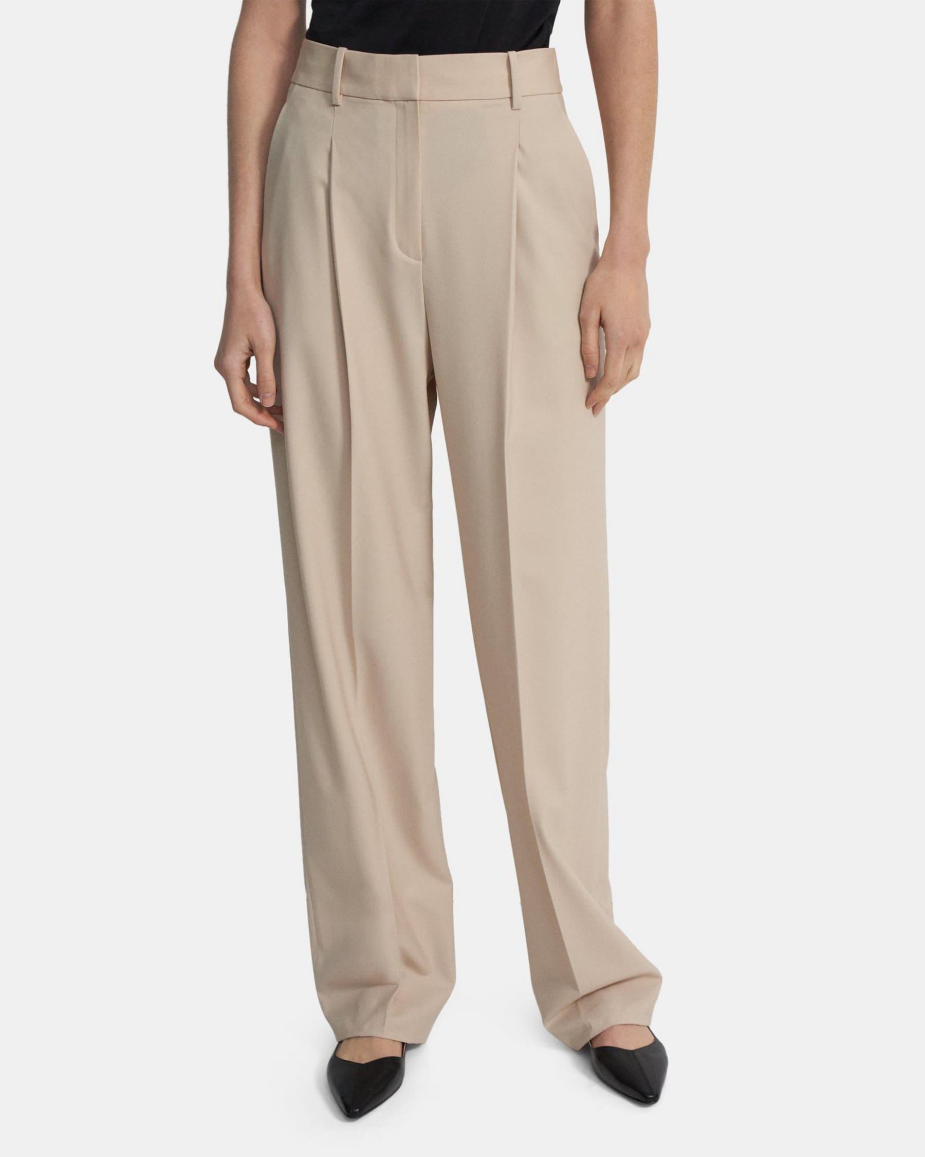 Pleated Wide-Leg Pant in Stretch Wool Product Image