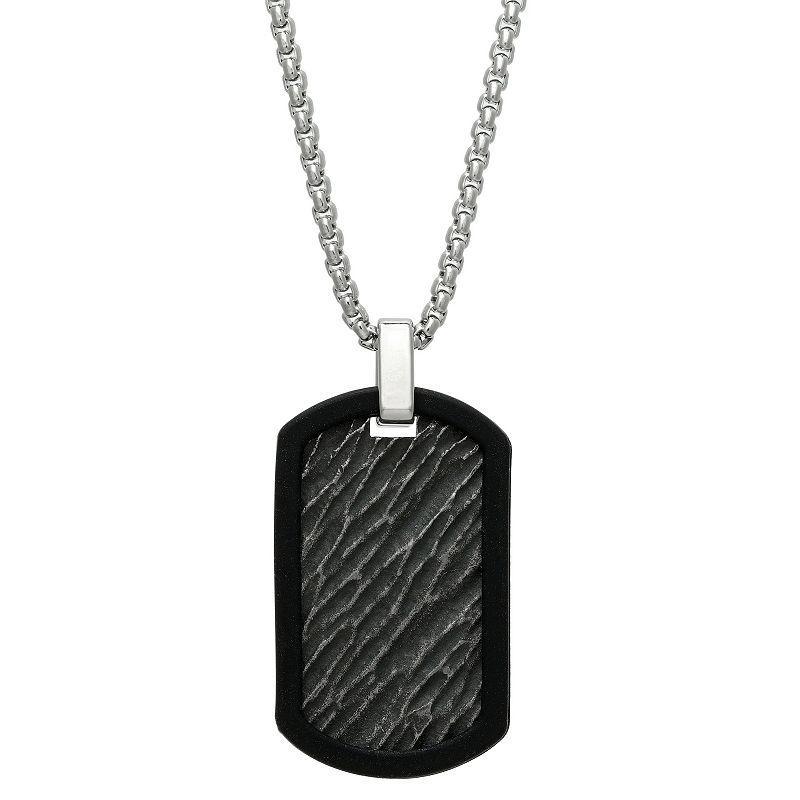 Mens LYNX Black Ion-Plated Stainless Steel Dog Tag Pendant Necklace Product Image