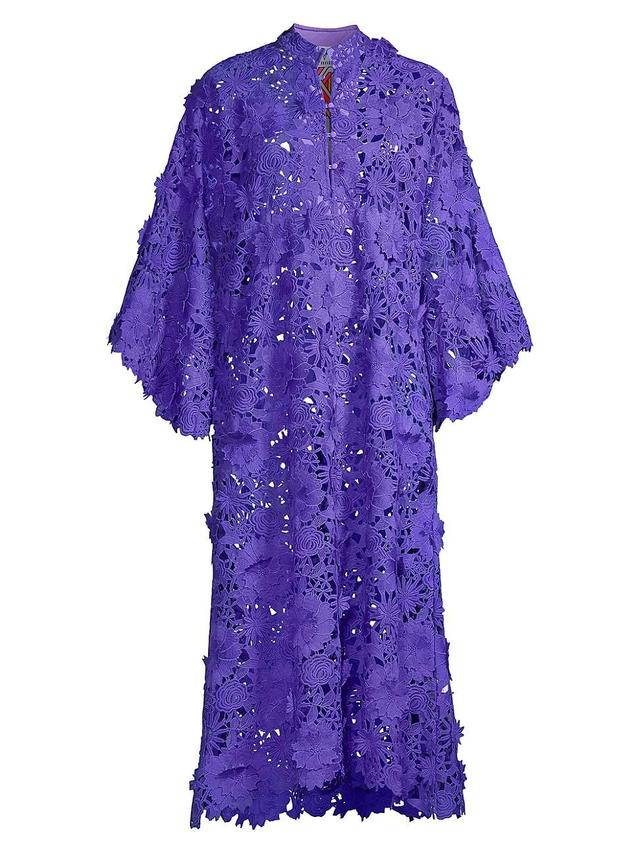 Womens Guipure Floral Lace Caftan Maxi Dress Product Image