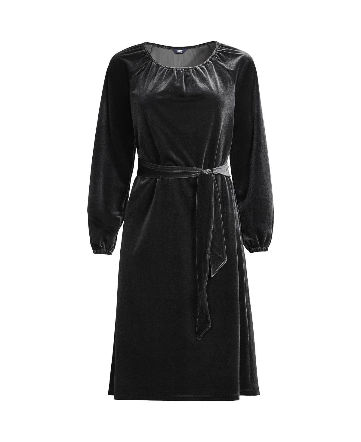 Lands End Womens Velvet Peasant Knee Length Dress Product Image