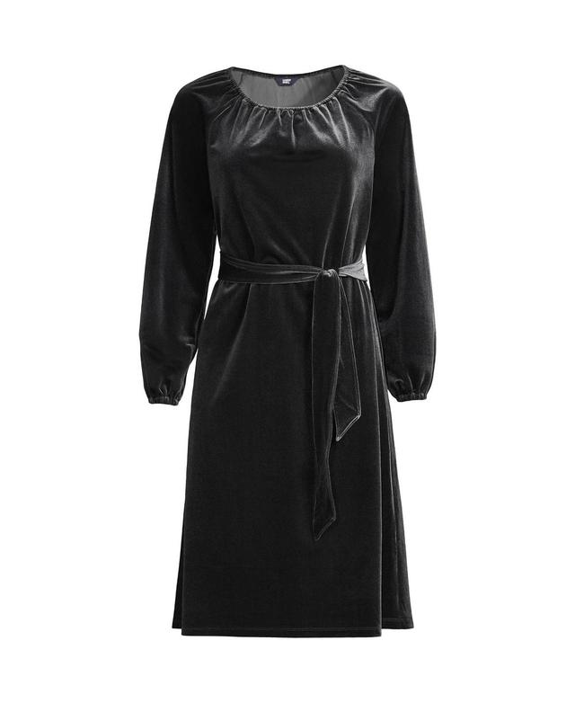 Womens Lands End Velvet Belted Knee Length Dress Product Image