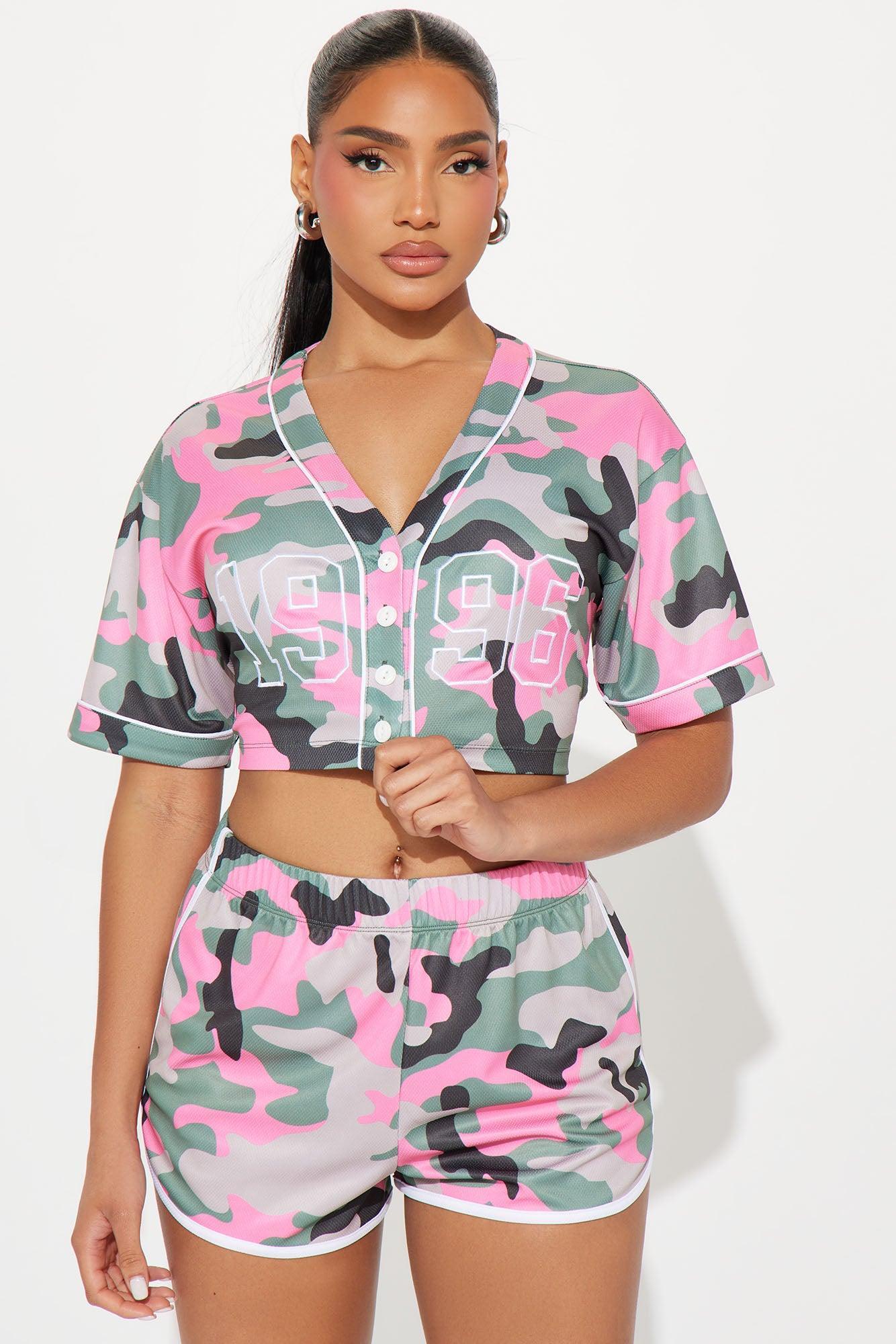 1996 Camo Short Set - Pink/combo Product Image