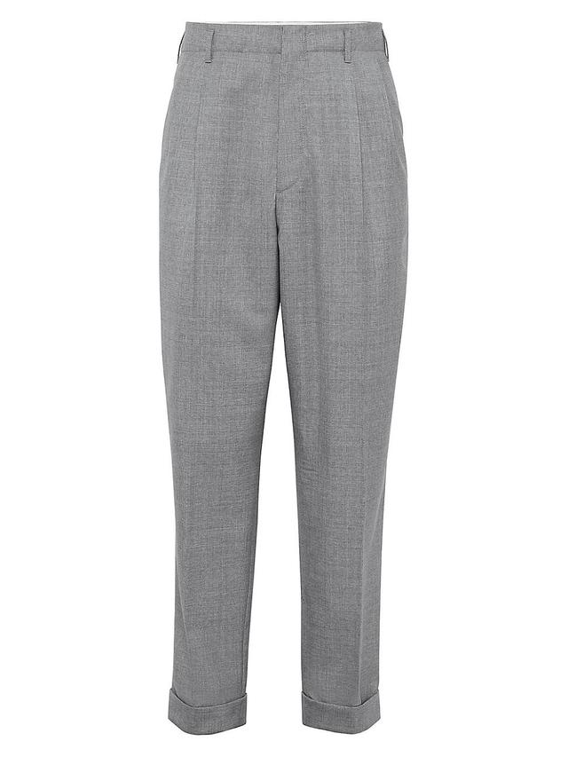 Mens Virgin Wool Fresco Relaxed-Fit Trousers with Double Pleats Product Image