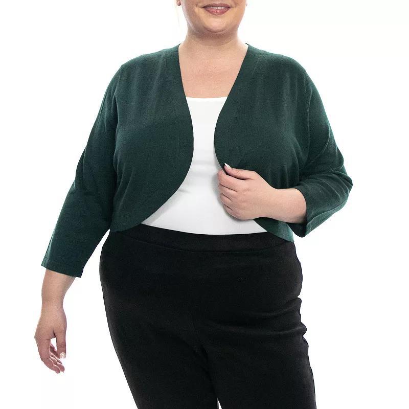 Plus Size Nina Leonard Classic Bolero, Womens Rich Green Product Image