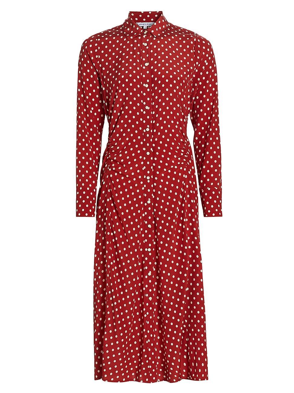 Womens Lex Polka Dot Silk-Blend Midi-Shirtdress Product Image