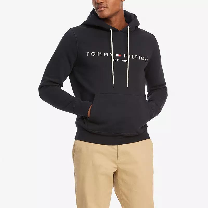 Mens Tommy Hilfiger Embroidered Logo Hoodie Cloud Grey Product Image