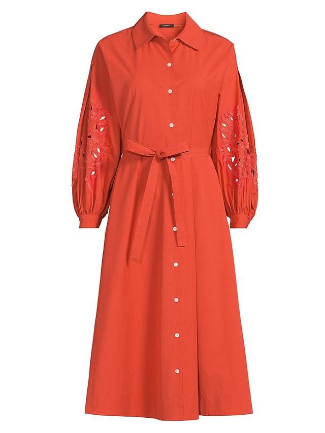 Womens Belted Tech Cotton Taffeta Shirtdress Product Image