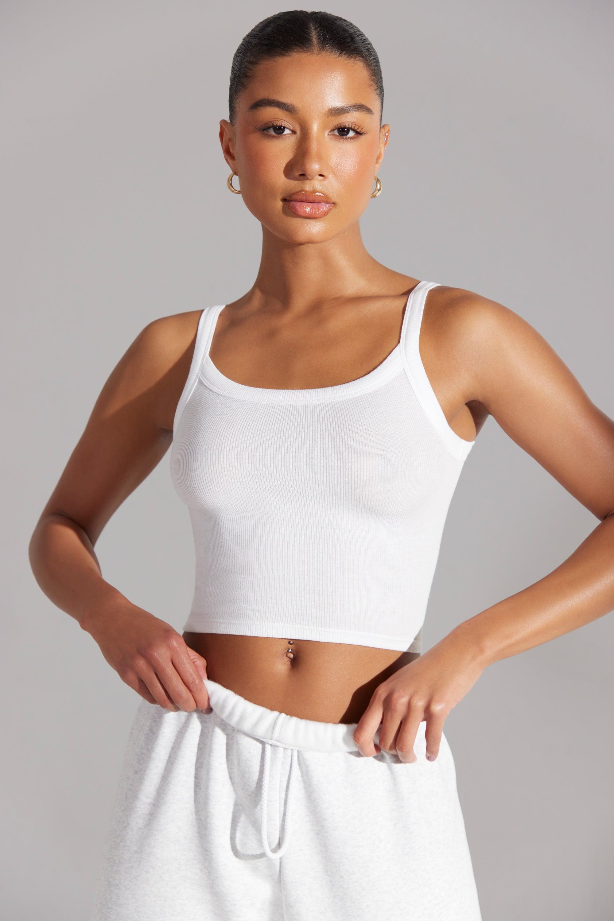 Soft Rib Tank Top in White product image