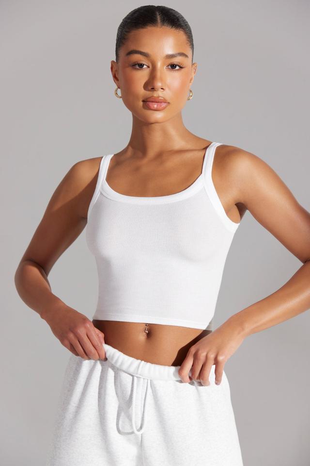 Soft Rib Tank Top in White Female Product Image