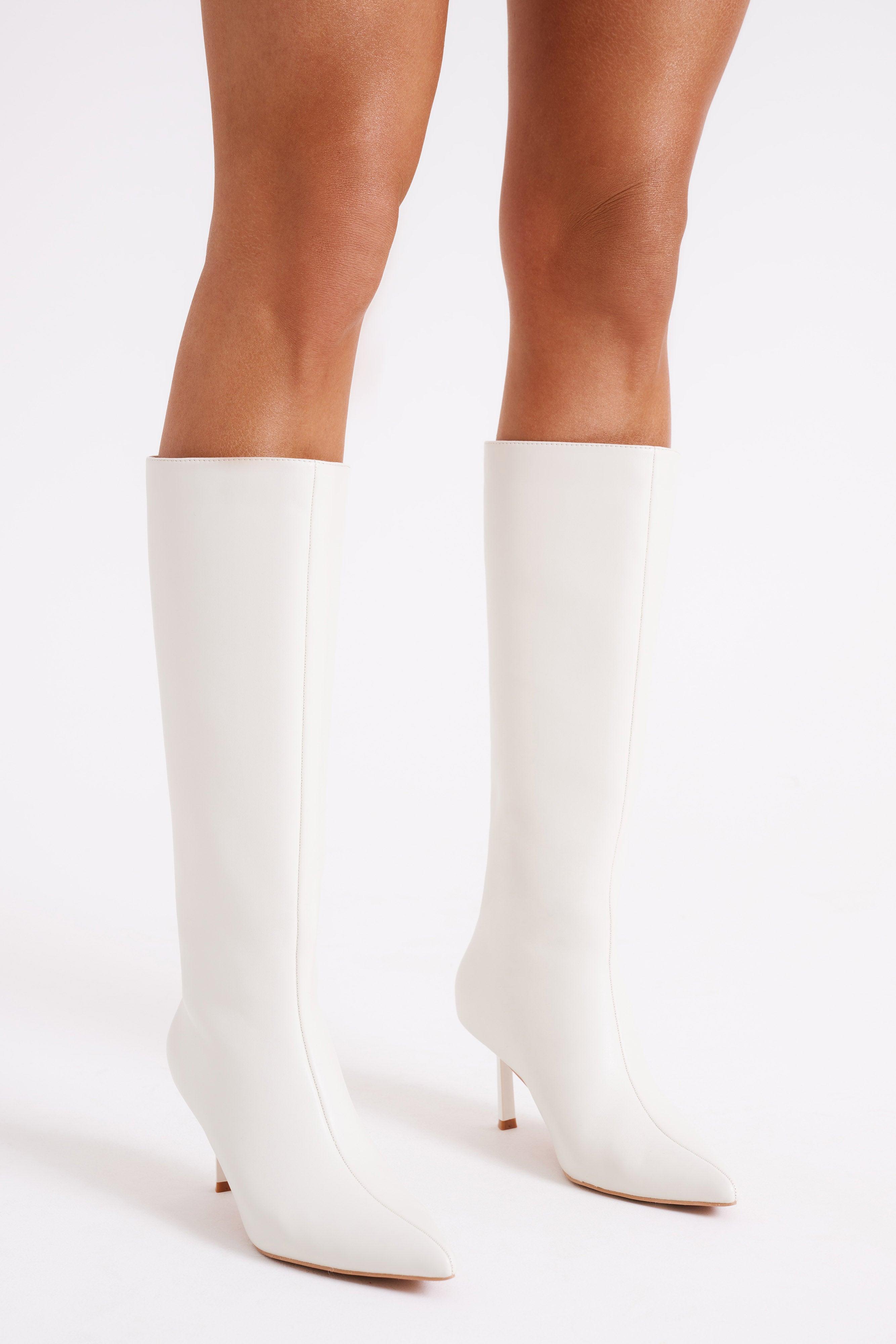 Jesi Faux Leather Boots - Ivory Product Image