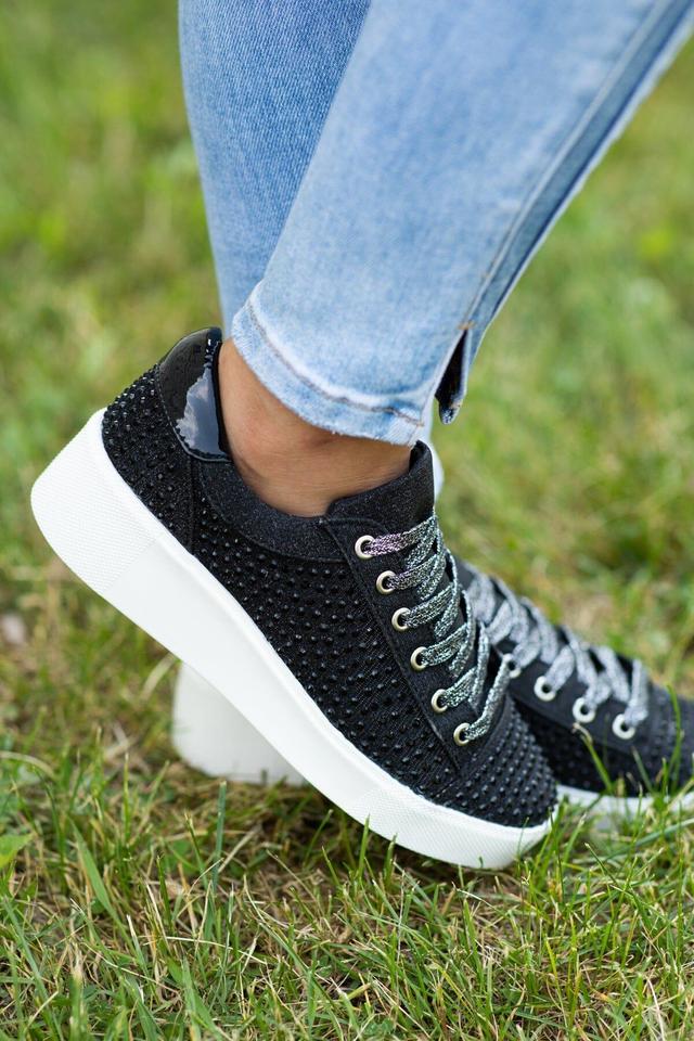 Black Studded Platform Sneakers Product Image