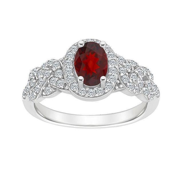 Celebration Gems Sterling Silver Garnet & White Topaz Accent Ring, Womens Product Image