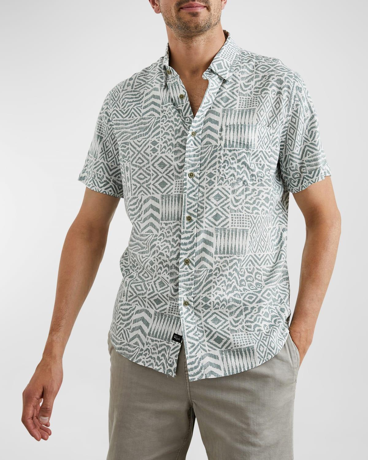 Mens Carson Block-Print Short-Sleeve Shirt Product Image