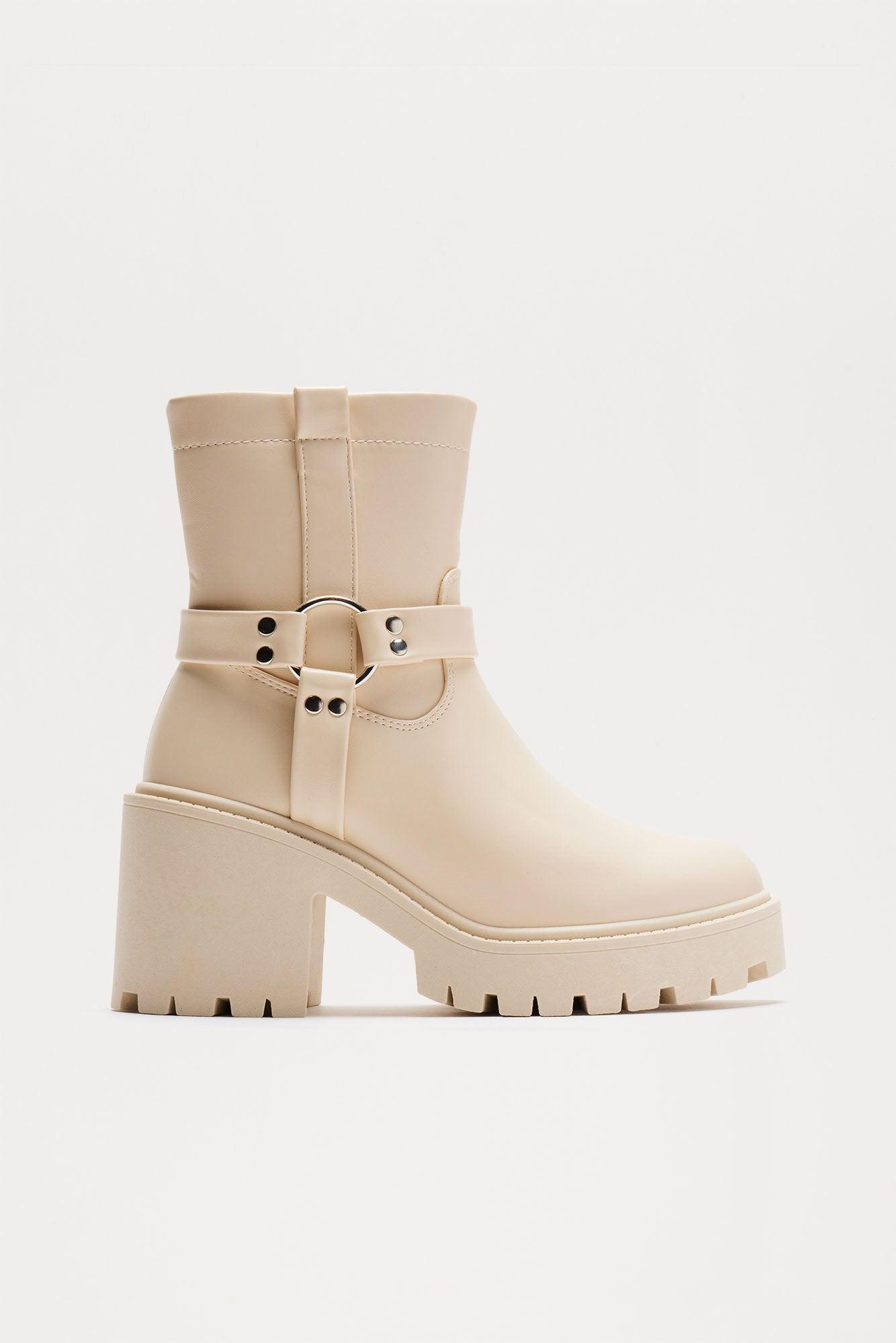 Wiley Heeled Booties - Beige Product Image