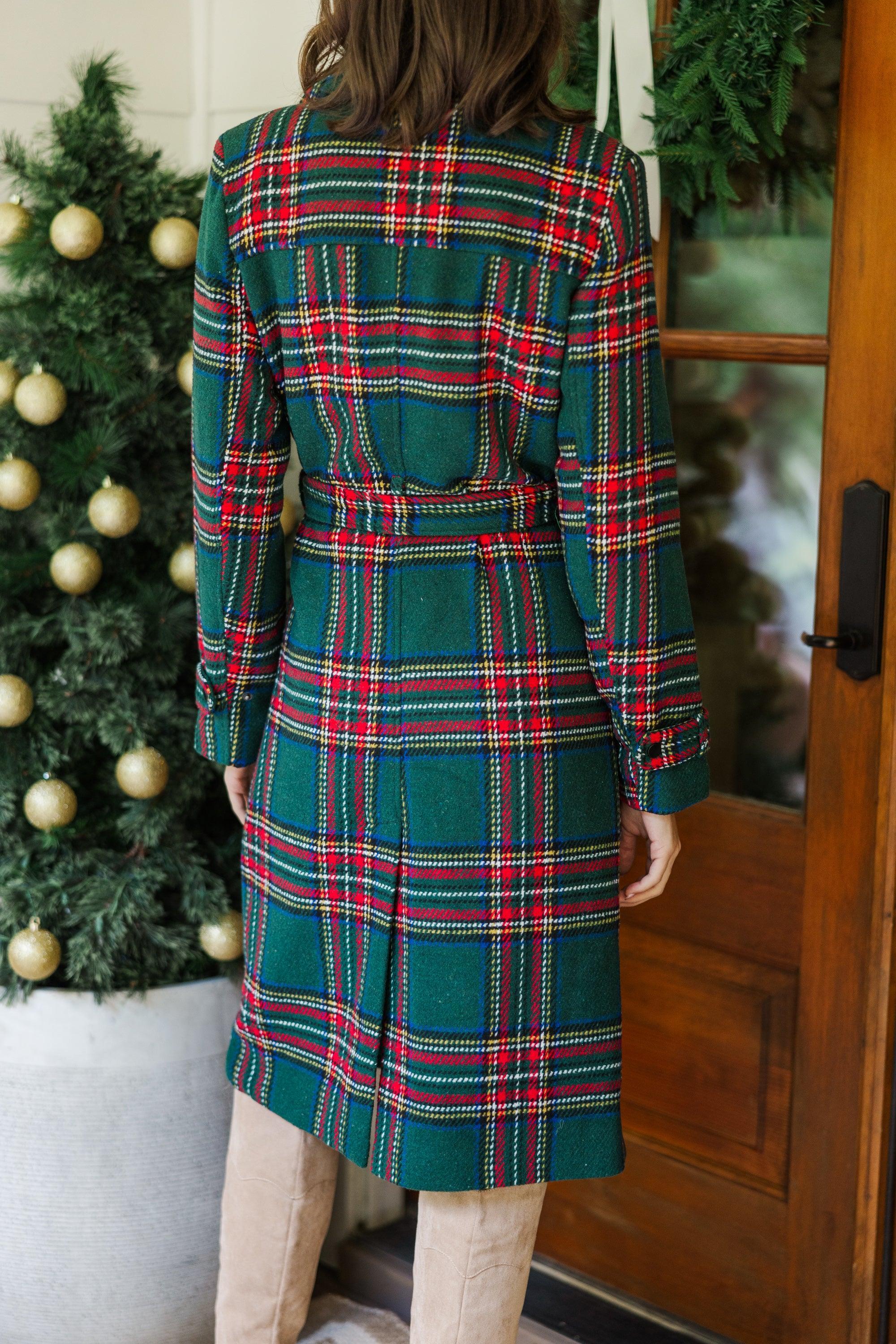 All The Love Green Plaid Coat Female Product Image