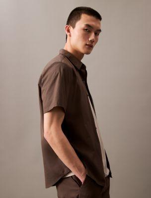 Cotton Blend Short Sleeve Classic Button-Down Shirt Product Image