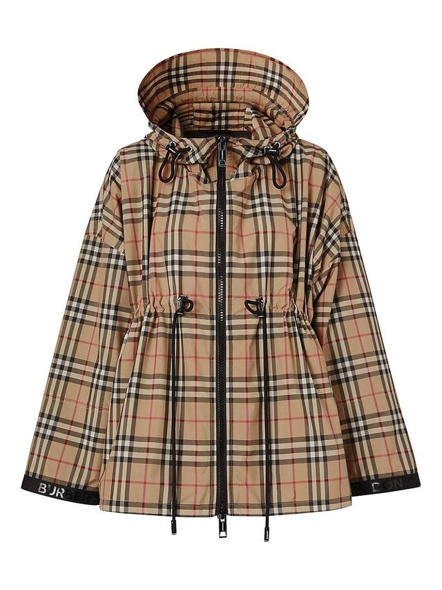 Womens Bacton Hooded Check Logo Coat Product Image