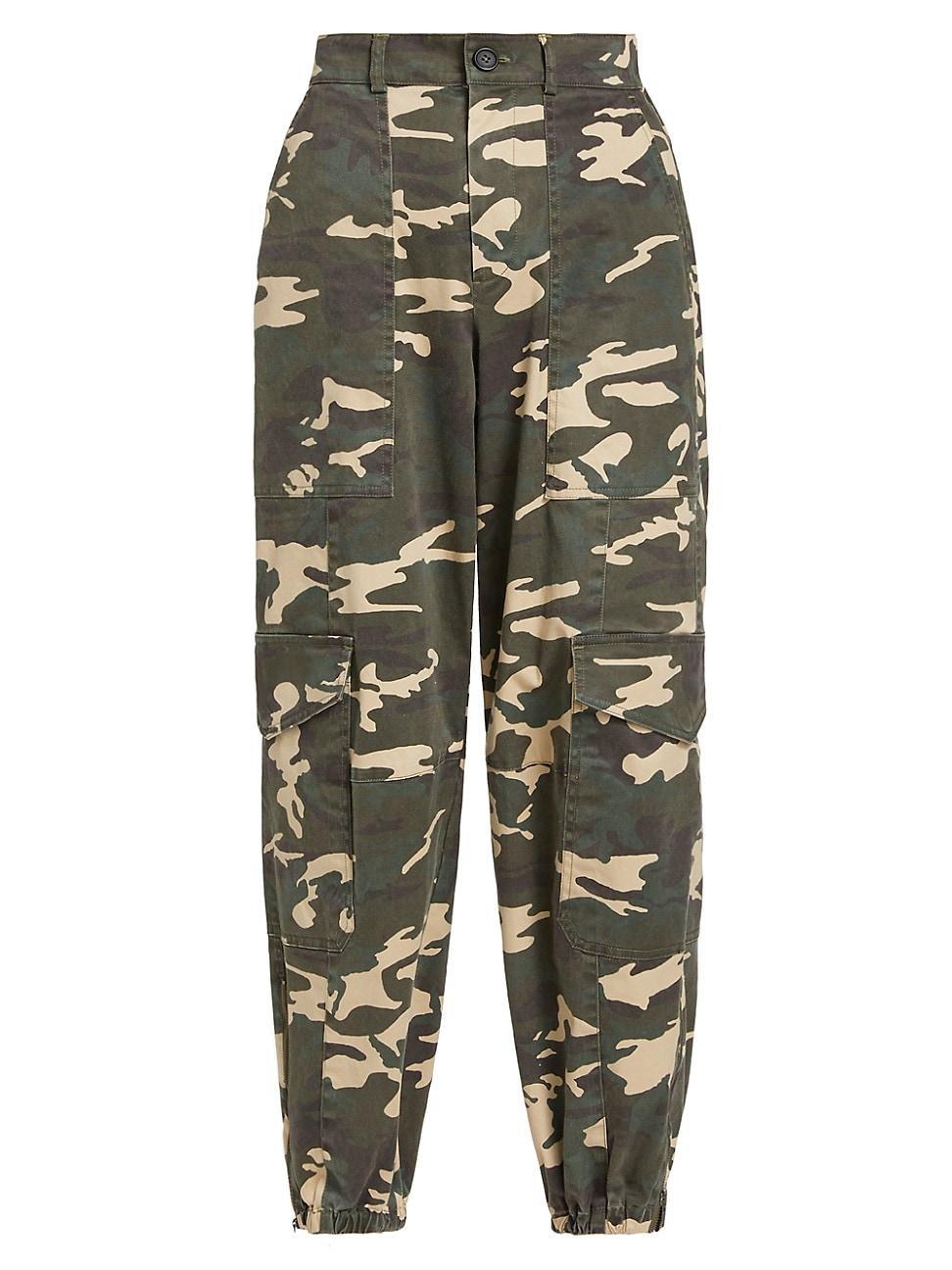 Womens Camouflage Washed Cotton Twill Cargo Joggers product image