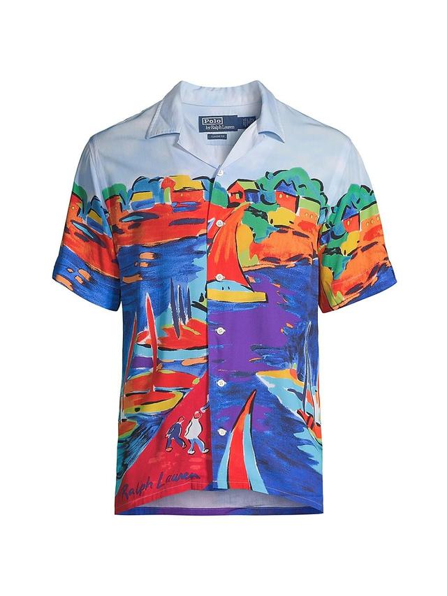 Mens Paint Sailboat Short-Sleeve Sport Shirt Product Image